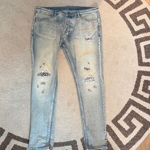 Ksubi Light Blue Distressed Slim Straight Jeans size 40